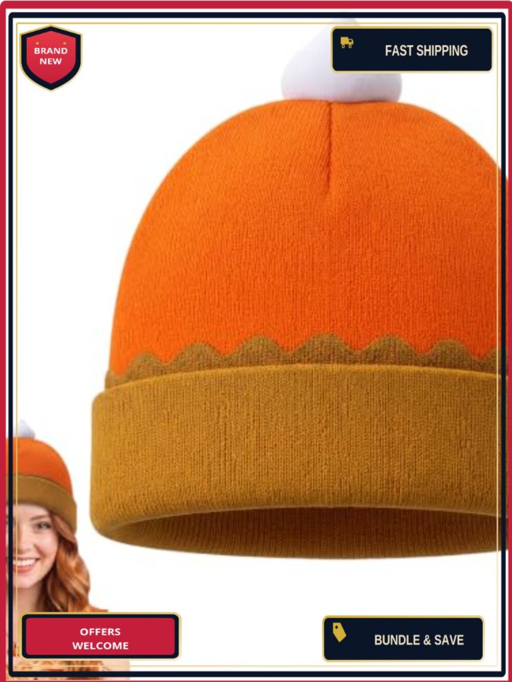 Pumpkin Pie Knit Beanie with Cream Topper Thanksgiving Fall Hat